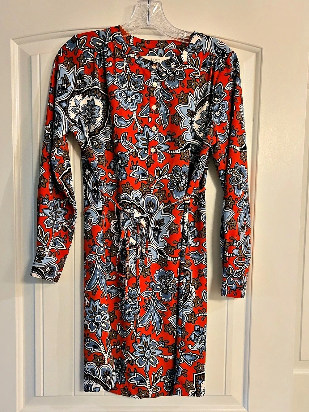 LOFT Orange & Blue Paisley Dress